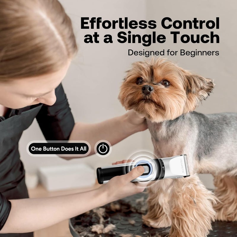 HEAPETS Dog Grooming Clippers, Low Noise, Electric Quiet, Adjustable Clipper Comb, Rechargeable Cordless Dog Hair Clippers for Dogs Cats Pets, White - Image 5